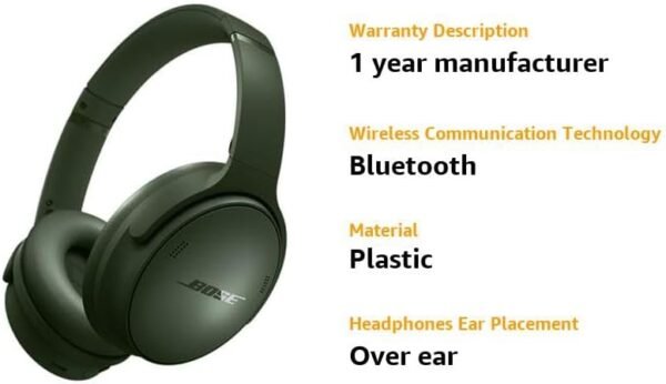 Fones de ouvido Bose QuietComfort Bluetooth, fones de ouvido sem fio com cancelamento de ruído ativo e microfone, graves profundos, até 24 horas de reprodução, verde cipreste - edição limitada - Imagem 3