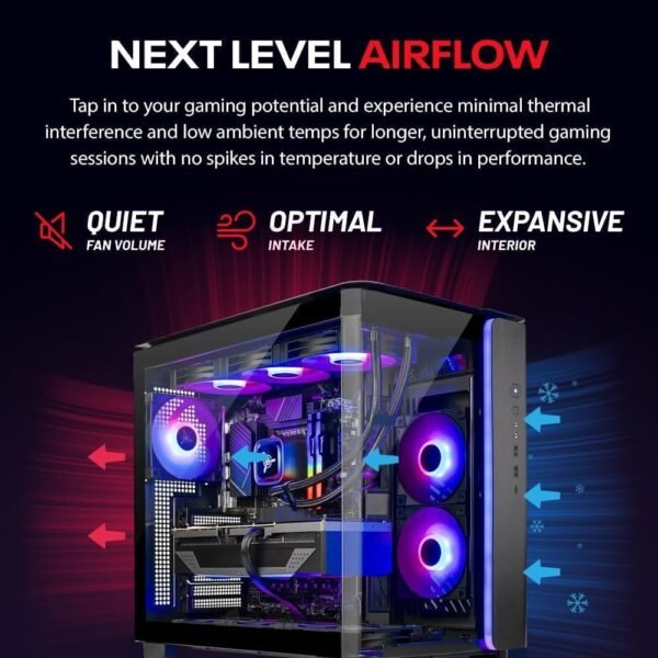 Skytech King 95 Gaming PC Desktop, Ryzen 7 9800X3D 4.7 GHz (5.2 GHz Turbo Boost), NVIDIA RTX 5070 12GB GDDR7, 1TB Gen4 SSD, 32GB DDR5 RAM 6000 RGB, 850W Gold PSU, 360mm ARGB AIO, Wi-Fi, Win 11 Home - Imagem 8