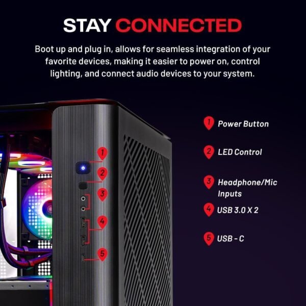 Skytech King 95 Gaming PC Desktop, Ryzen 7 9800X3D 4.7 GHz (5.2 GHz Turbo Boost), NVIDIA RTX 5070 12GB GDDR7, 1TB Gen4 SSD, 32GB DDR5 RAM 6000 RGB, 850W Gold PSU, 360mm ARGB AIO, Wi-Fi, Win 11 Home - Imagem 9