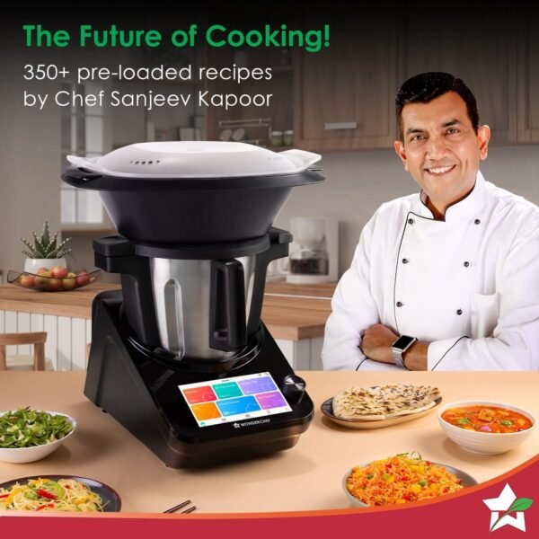 Wonderchef Chef Magic | Robô de cozinha multifuncional para culinária indiana e internacional | Corta, salteia, mexe e amassa automaticamente... | Aplicativo móvel | Receitas do Chef Sanjeev Kapoor | Garantia de 2 anos - Imagem 2