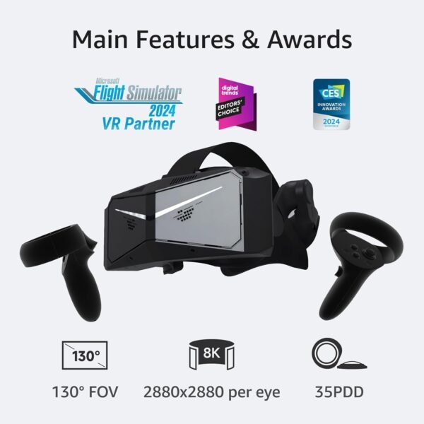 Headset PCVR Pimax Crystal Light Prime - Resolução 8K, Tela QLED, Leve e Confortável, VR de Alta Nitidez para Simulador de Voo, Compatível com MSFS, iRacing e Mais, DMAS e Rastreamento de Farol Opcionais - Imagem 2