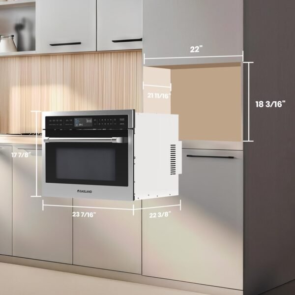 Forno de micro-ondas de embutir Gasland de 24 polegadas, combinação de micro-ondas e forno de convecção, 1000 W, 11 níveis, sensor de cozimento, controle por toque, visor LCD, micro-ondas de parede combinados de 1,6 pés cúbicos, aço inoxidável - Imagem 3