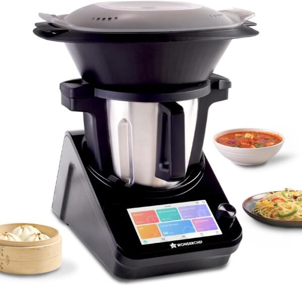 Wonderchef Chef Magic | Robô de cozinha multifuncional para culinária indiana e internacional | Corta, salteia, mexe e amassa automaticamente... | Aplicativo móvel | Receitas do Chef Sanjeev Kapoor | Garantia de 2 anos