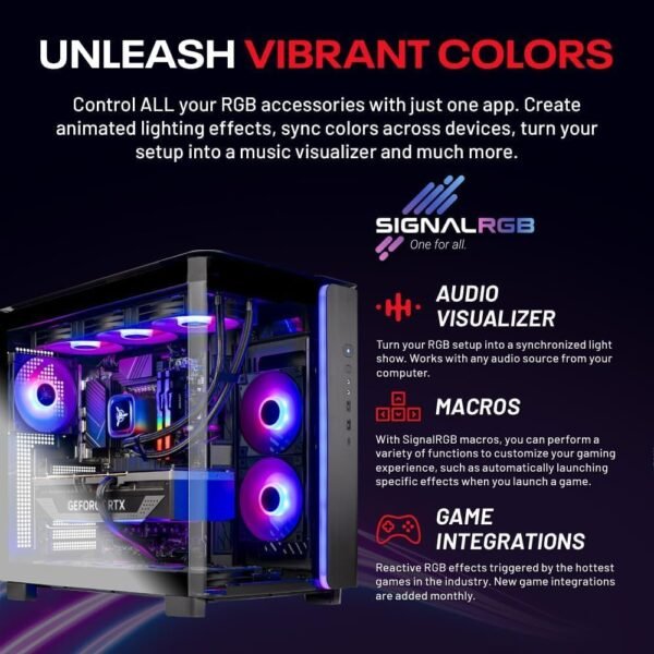 Skytech King 95 Gaming PC Desktop, Ryzen 7 9800X3D 4.7 GHz (5.2 GHz Turbo Boost), NVIDIA RTX 5070 12GB GDDR7, 1TB Gen4 SSD, 32GB DDR5 RAM 6000 RGB, 850W Gold PSU, 360mm ARGB AIO, Wi-Fi, Win 11 Home - Imagem 3