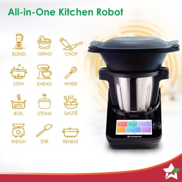 Wonderchef Chef Magic | Robô de cozinha multifuncional para culinária indiana e internacional | Corta, salteia, mexe e amassa automaticamente... | Aplicativo móvel | Receitas do Chef Sanjeev Kapoor | Garantia de 2 anos - Imagem 6
