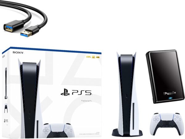 Versão em disco do console Sony PS5 PlayStation 5 - Controle sem fio, CPU x86-64-AMD Ryzen Zen de 8 núcleos, 16 GB de memória GDDR6, 825 GB de armazenamento SSD
