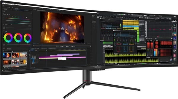 Monitor gamer curvo INNOCN de 49" com resolução ultrawide de 144 Hz e resolução WDFHD 32:9, resolução 3840 x 1080P, resolução R1800, 99% sRGB, HDR400, USB tipo C, DisplayPort, HDMI, alto-falantes integrados, altura/inclinação ajustáveis ​​- 49C1G - Imagem 5