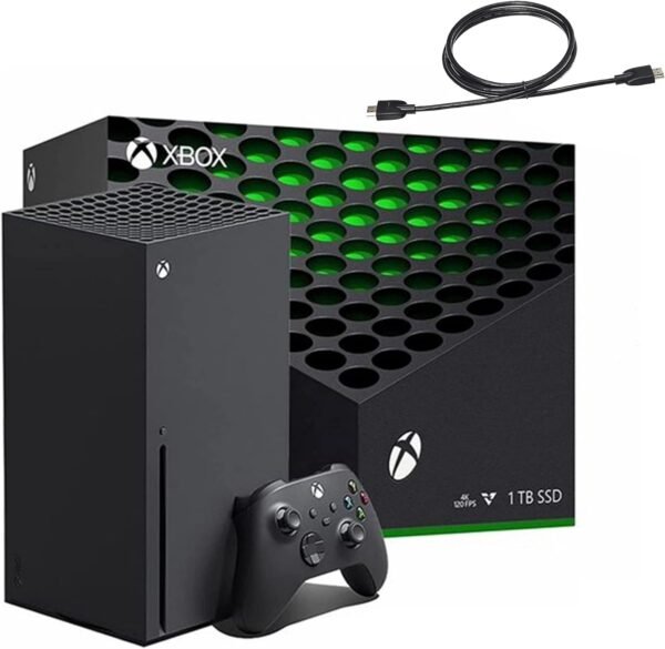Console de jogos Microsoft Xbox Series X de 1 TB + 1 controle sem fio - Compatível com milhares de jogos, desempenho aprimorado, jogos em 4K real, até 120 FPS - Cabo HDMI