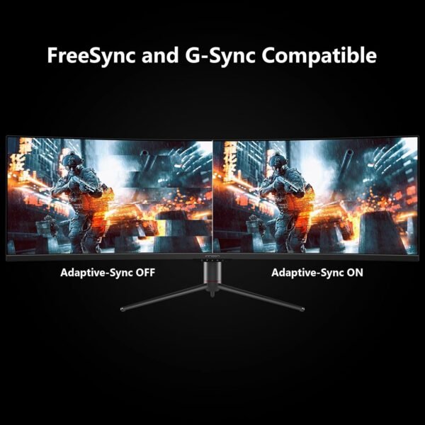 Monitor gamer curvo INNOCN de 49" com resolução ultrawide de 144 Hz e resolução WDFHD 32:9, resolução 3840 x 1080P, resolução R1800, 99% sRGB, HDR400, USB tipo C, DisplayPort, HDMI, alto-falantes integrados, altura/inclinação ajustáveis ​​- 49C1G - Imagem 4