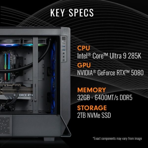 Desktop para jogos Thermaltake LCGS Apollo u2880 (Intel® Core™ Ultra 9 285K, memória ToughRam 32 GB DDR5 6400 MT/s RGB, NVIDIA® GeForce RTX™ 5080, 2 TB NVMe M.2, Wi-Fi, Windows 11) C5BK-Z890-580-LCS - Imagem 6