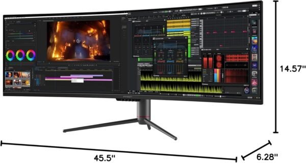 Monitor gamer curvo INNOCN de 49" com resolução ultrawide de 144 Hz e resolução WDFHD 32:9, resolução 3840 x 1080P, resolução R1800, 99% sRGB, HDR400, USB tipo C, DisplayPort, HDMI, alto-falantes integrados, altura/inclinação ajustáveis ​​- 49C1G - Imagem 7
